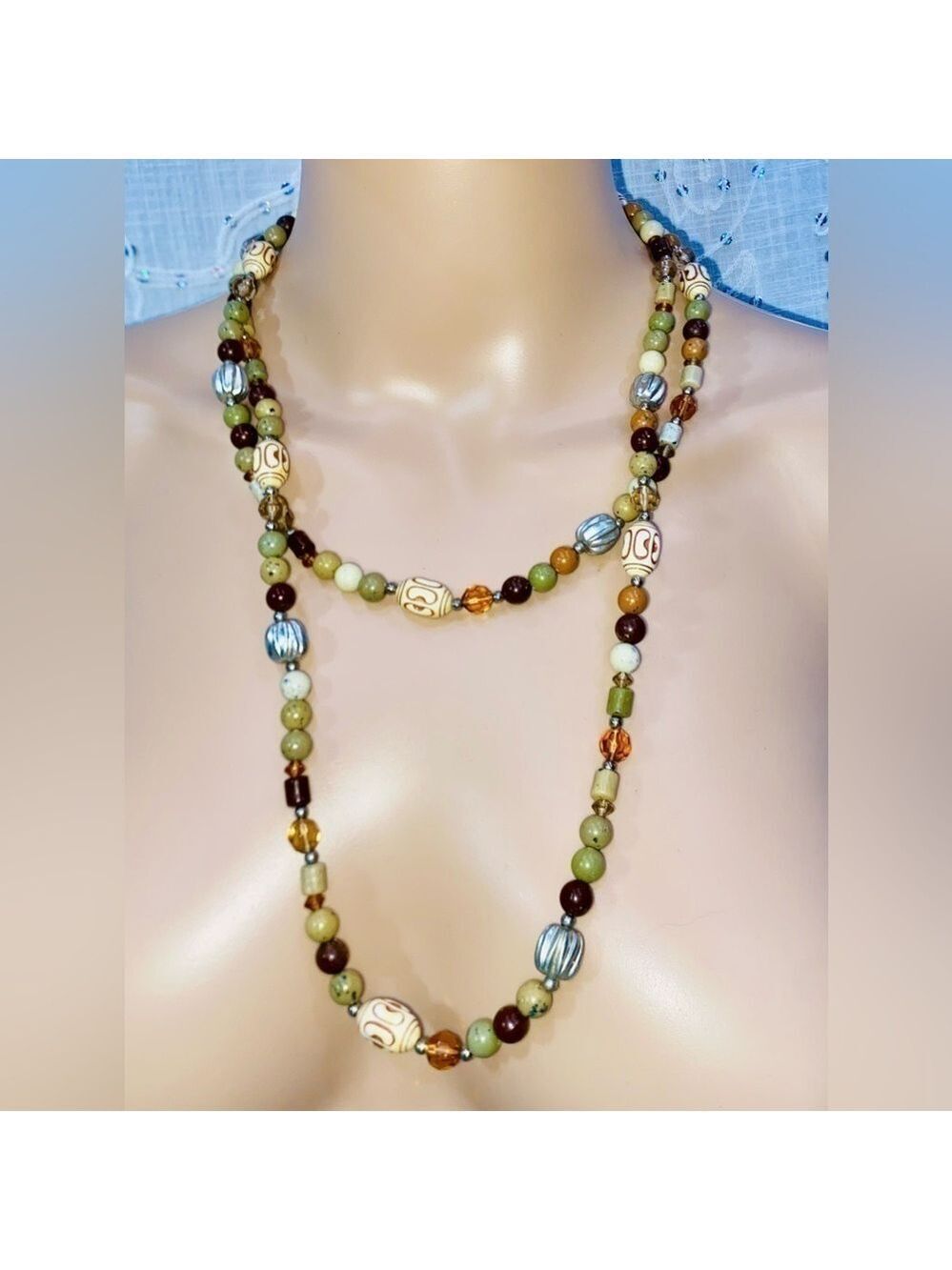 Long Bohemian Beaded Necklace Perfect Spring Summer Accessory 24” drop